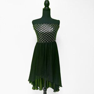 Lovereign Black and Gold Strapless Sequin Hi-Low Dress